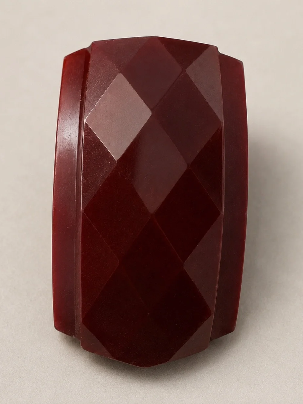 Vintage Catalin Oxblood Dress Clip 2” Faceted Geometric Art Deco Translucent